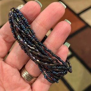 Blue Iridescent Bead Multi-strand Bracelet